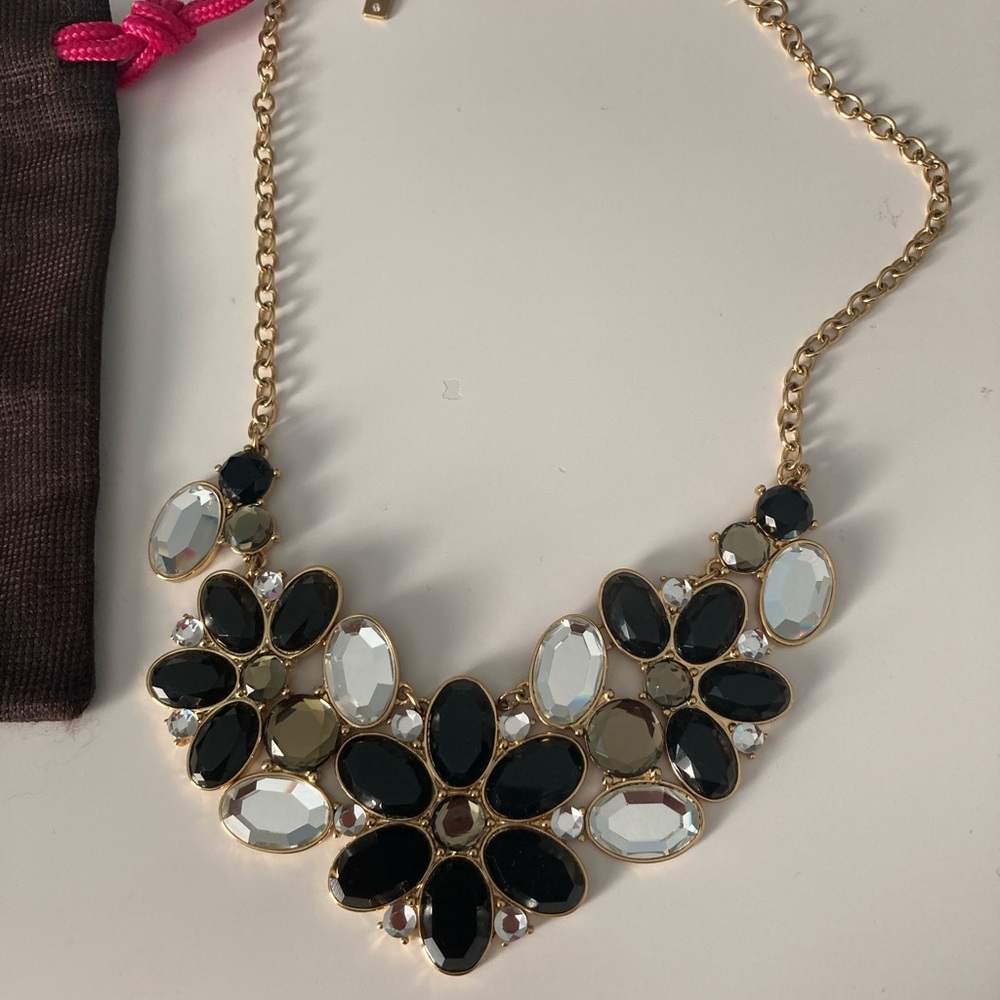 Kate Spade Elegant Black and Gold Floral Necklace